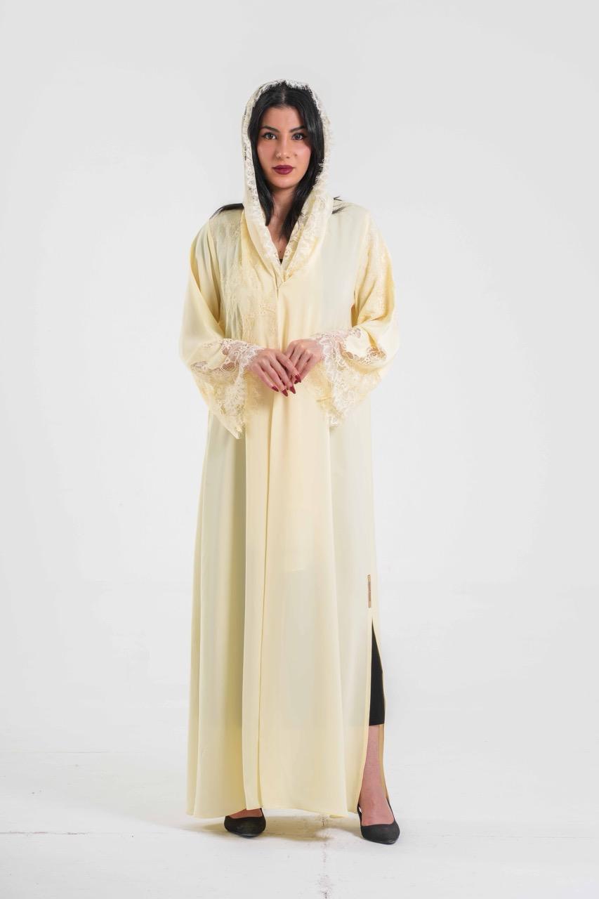 OSH0021 - Butter yellow in premium Nada adorned with exquisite lace