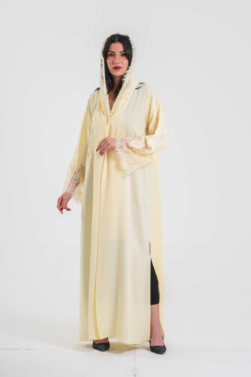 OSH0021 - Butter yellow in premium Nada adorned with exquisite lace