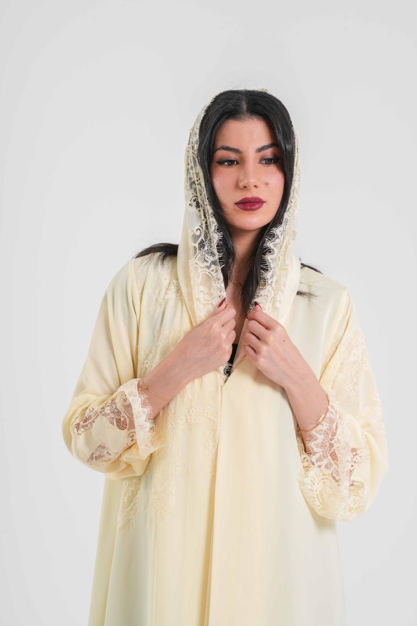 OSH0021 - Butter yellow in premium Nada adorned with exquisite lace