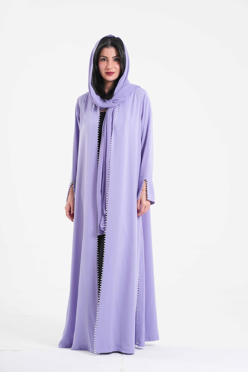 OSH0041 - Light Lilac Abaya crafted in flowing Crepe
