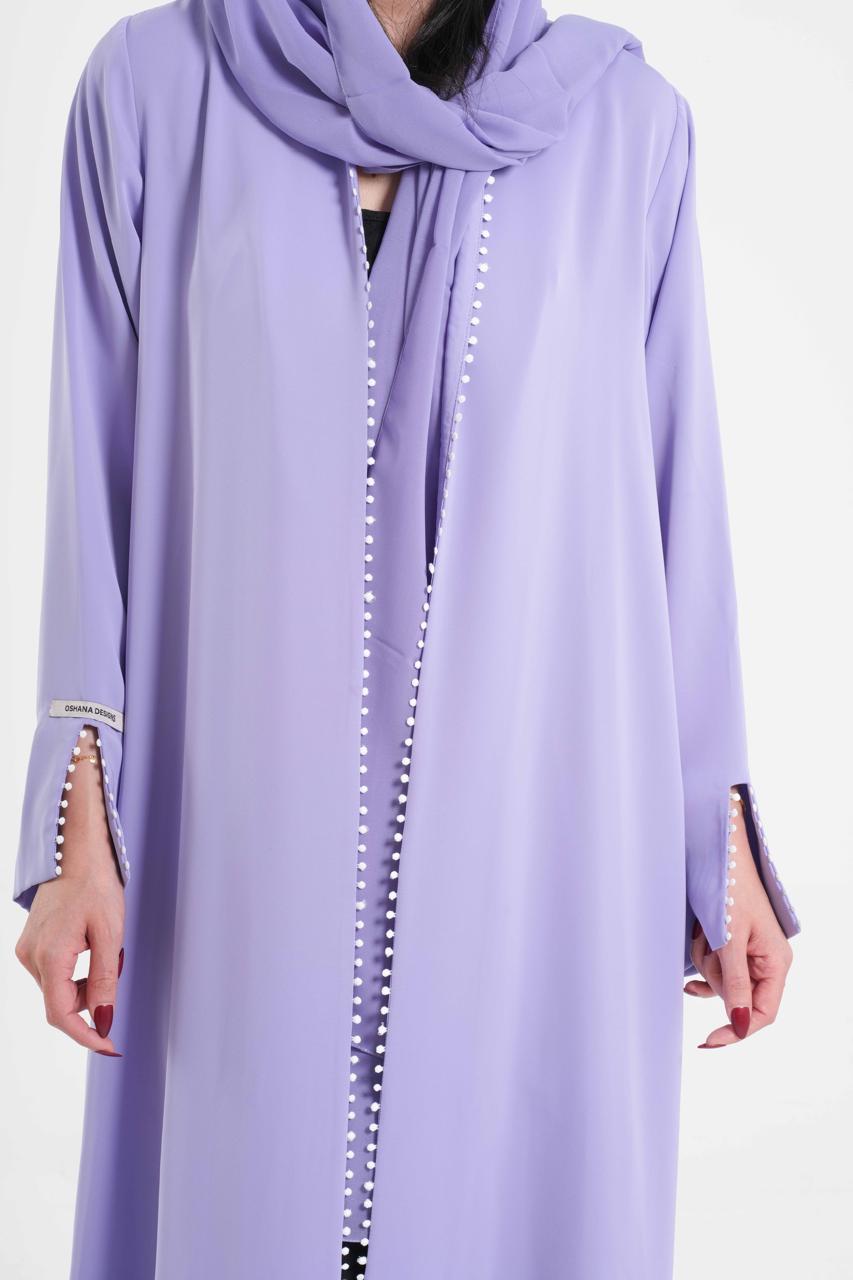 OSH0041 - Light Lilac Abaya crafted in flowing Crepe