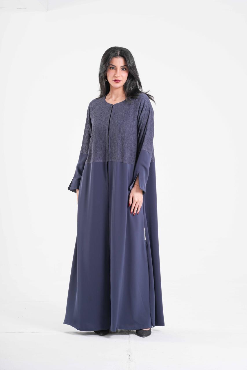 OSH0042 - Dark Grey Two-Tone Italian Crepe Abaya