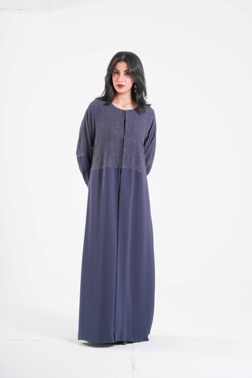OSH0042 - Dark Grey Two-Tone Italian Crepe Abaya