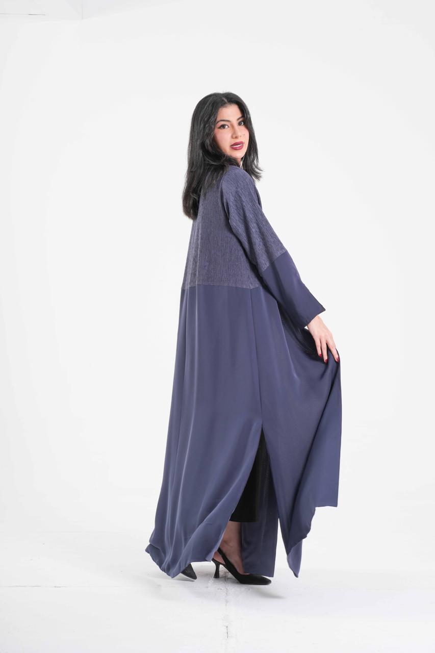OSH0042 - Dark Grey Two-Tone Italian Crepe Abaya
