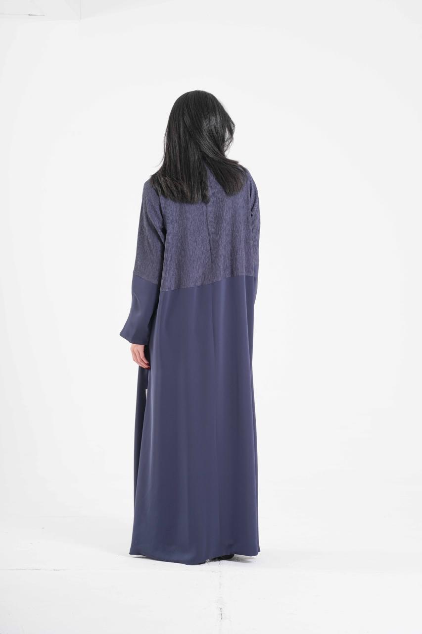OSH0042 - Dark Grey Two-Tone Italian Crepe Abaya