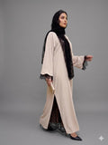 OSH0071 - Taupe Italian crepe with delicate French lace