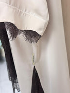 OSH0071 - Taupe Italian crepe with delicate French lace