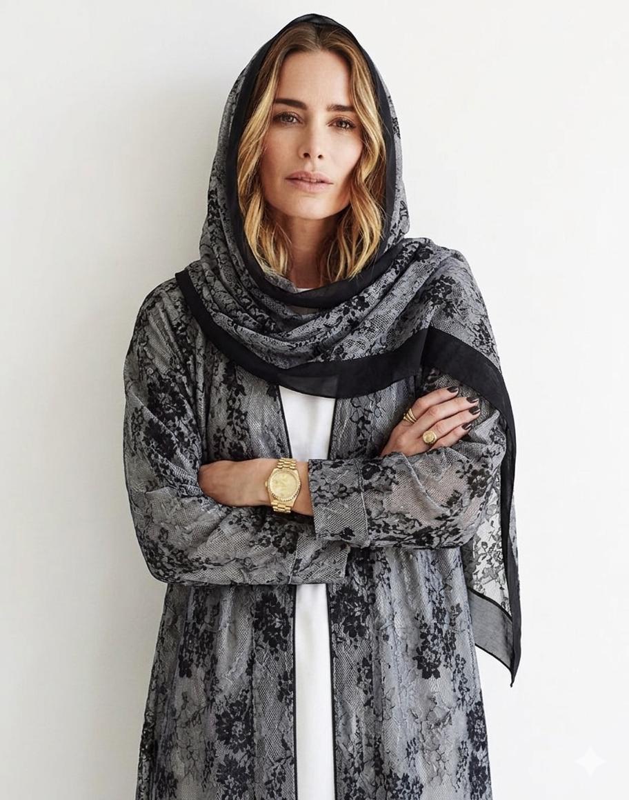 OSH0073 - Oshana’s monochrome chiffon abaya