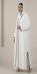 OSH0044 - Oshana Ivory in luxurious Italian crepe, finished with delicate lace details